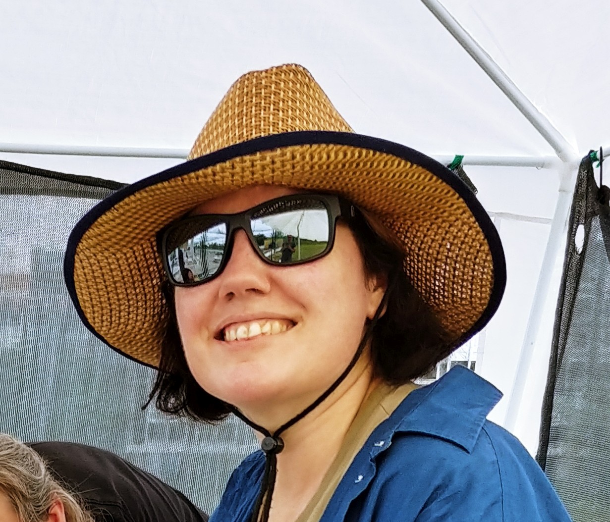 Claire at mesocosm sampling in August 2021